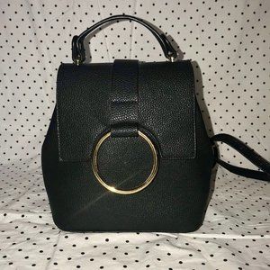 Forever 21 Mini Black Backpack w/ Gold Ring